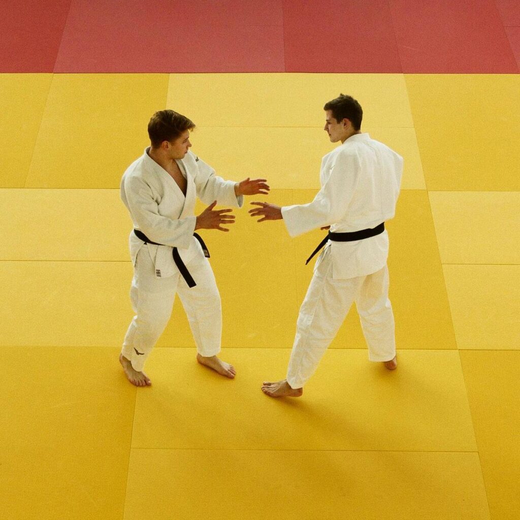 Deux hommes font du judo